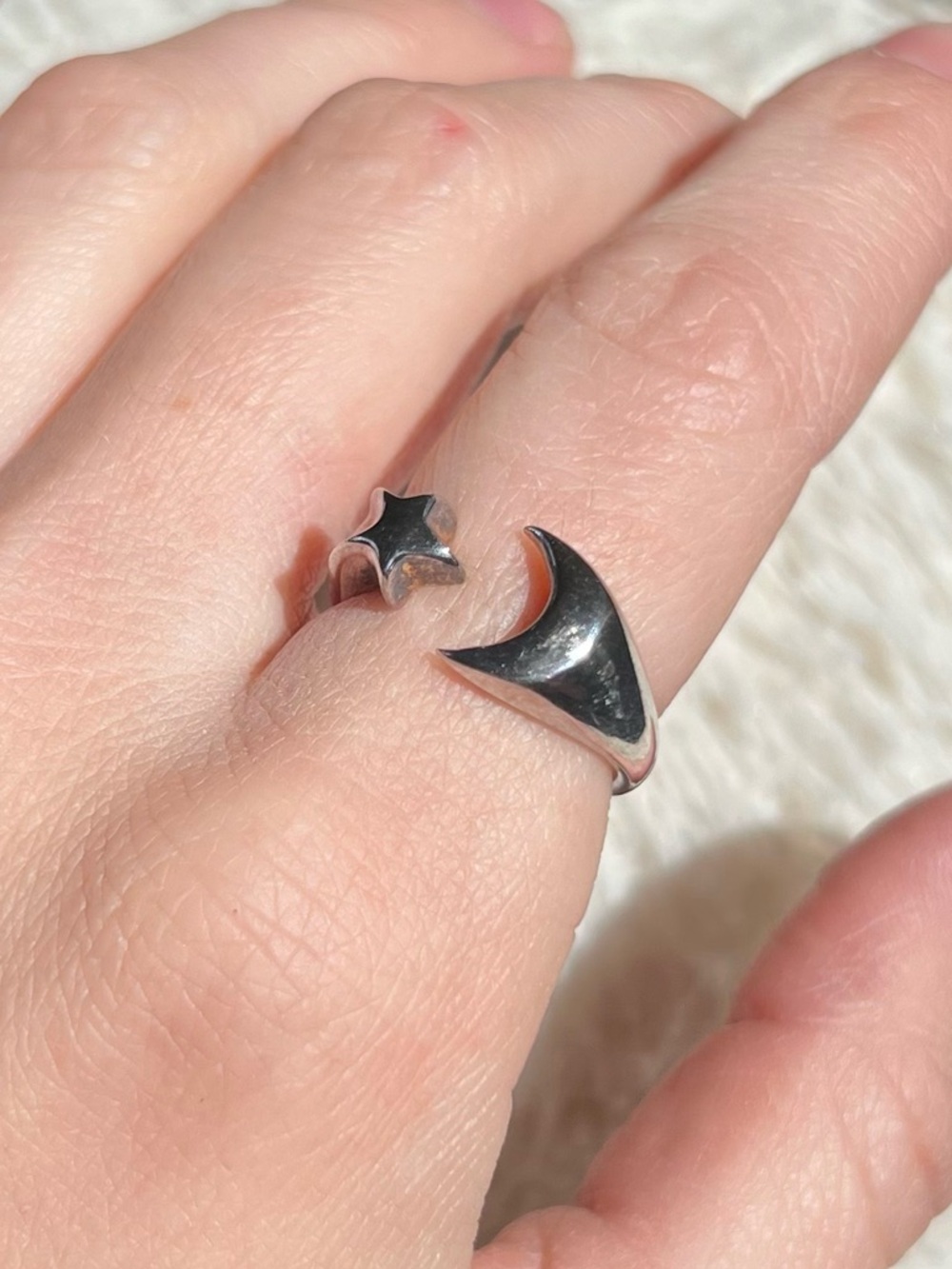 Moon & Star 925 Silver Ring